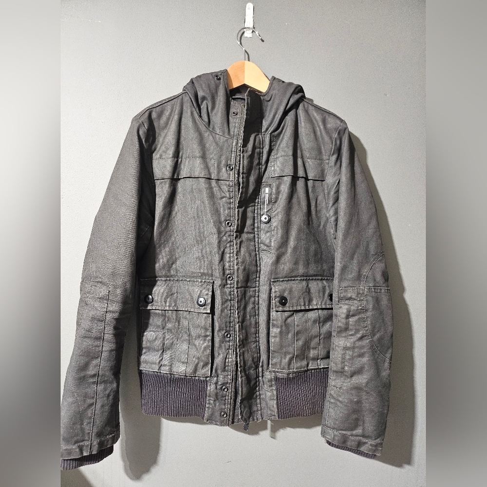 G-Star Brown Hooded Bomber Jacket Medium